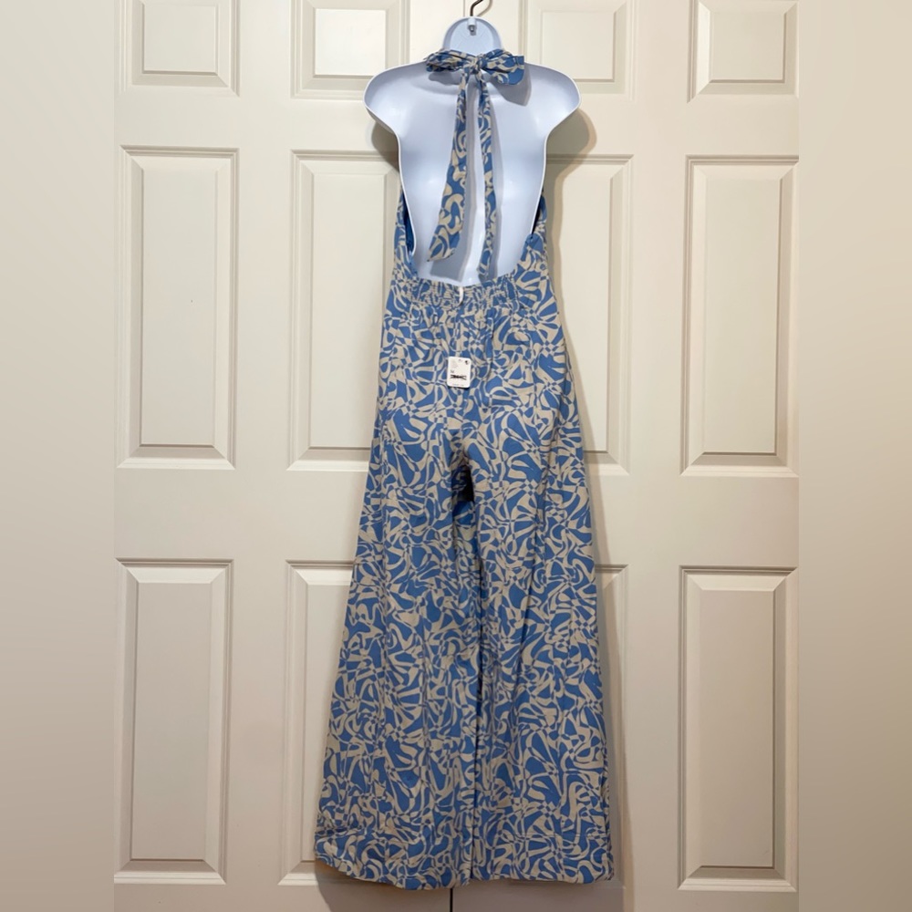 Free People Kira Jumpsuit Blue Wide Leg - Picture 3 of 4